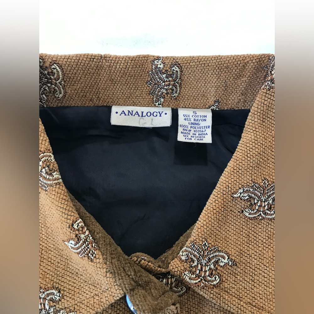 Vintage Analogy fleur-de-lis Decorated Women’s Coat  Size Small - Picture 6 of 8